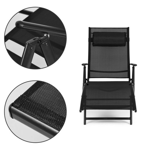 Multi Garden Sklopiva baštenska ležaljka za plažu sa podesivim naslonom i čeličnim ramom, black, ZRL020 BLACK