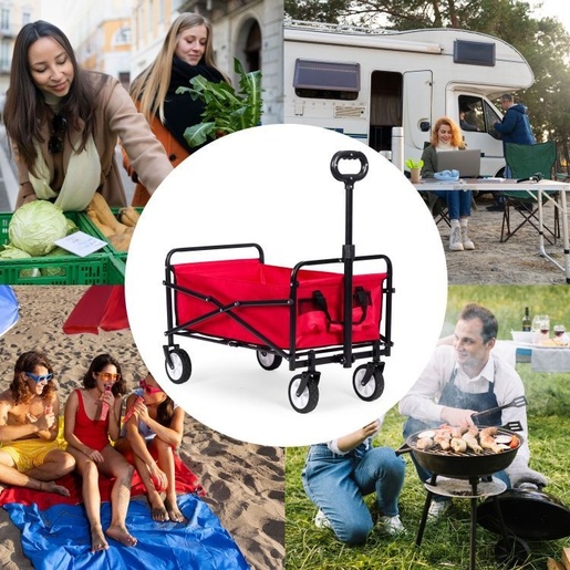Multi Garden Sklopiva kolica za plažu 48x90cm red, TC-005 RED