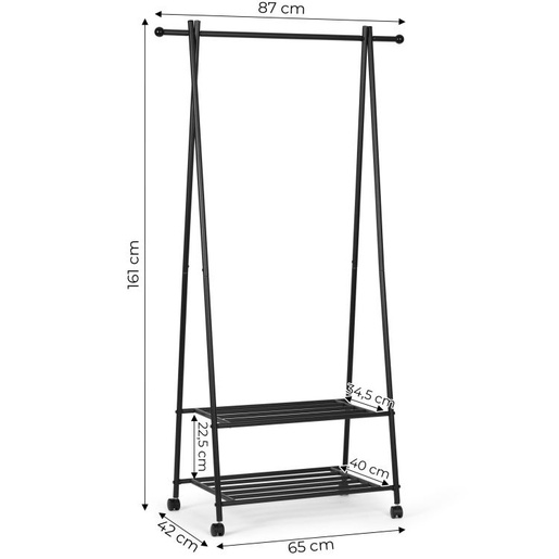 Modern Home Čiviluk sa dve police, modernhome GH-207 BLACK