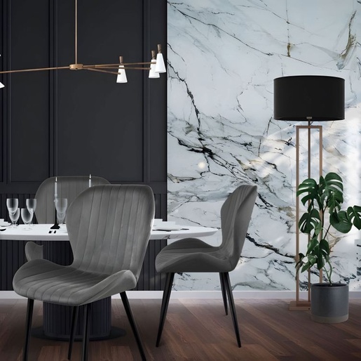 Modern Home Trpezarijske stolice set 4 kom velour siva MC-188