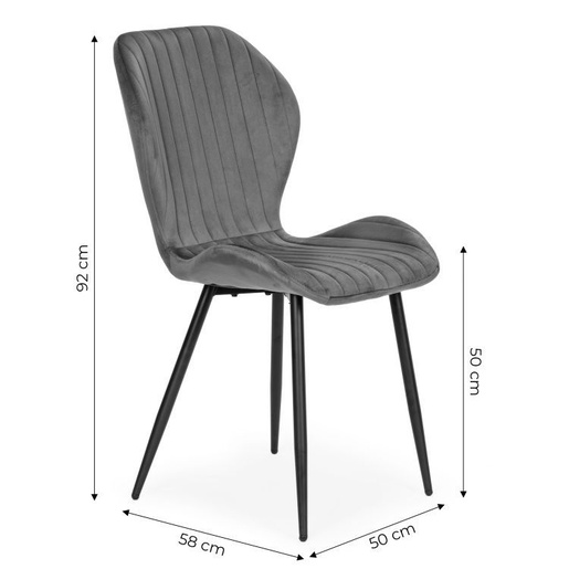 Modern Home Trpezarijske stolice set 4 kom velour siva MC-188