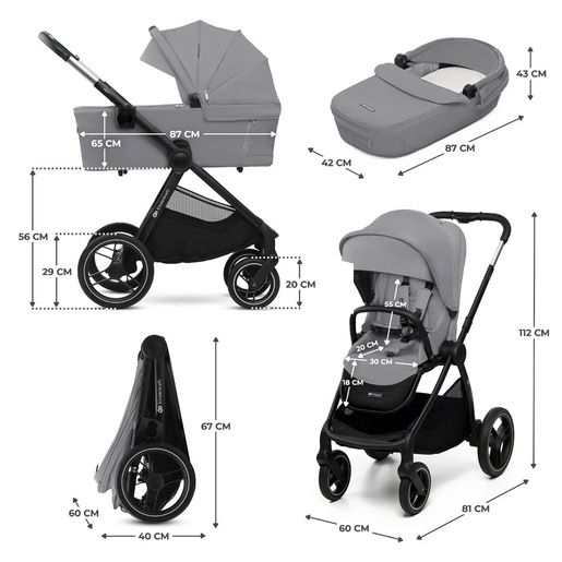 Kinderkraft kolica za bebe 2u1 nea 2 platinum grey KSNEA002GRY2000