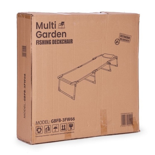 Multi Garden Sklopiva baštenska ležaljka za pecanje sa jastukom, crna, GBFB-3FW66