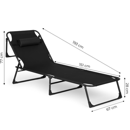 Multi Garden Sklopiva baštenska ležaljka za pecanje sa jastukom, crna, GBFB-3FW66