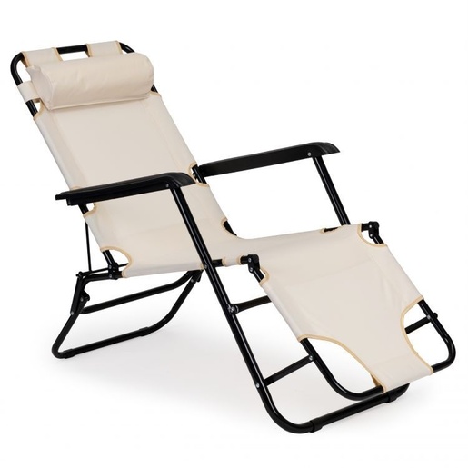Multi Garden Baštenska ležaljka sa naslonom za glavu, sklopive konstrukcije, bež, ZRL010 BEIGE