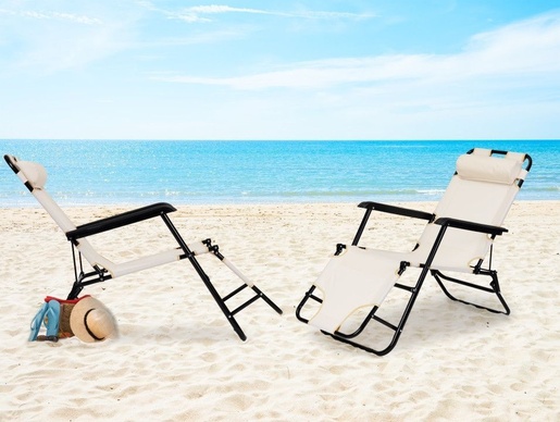 Multi Garden Baštenska ležaljka sa naslonom za glavu, sklopive konstrukcije, bež, ZRL010 BEIGE