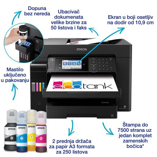 Epson multifunkcionalni inkjet štampač EcoTank L15160 A3+, C11CH71402