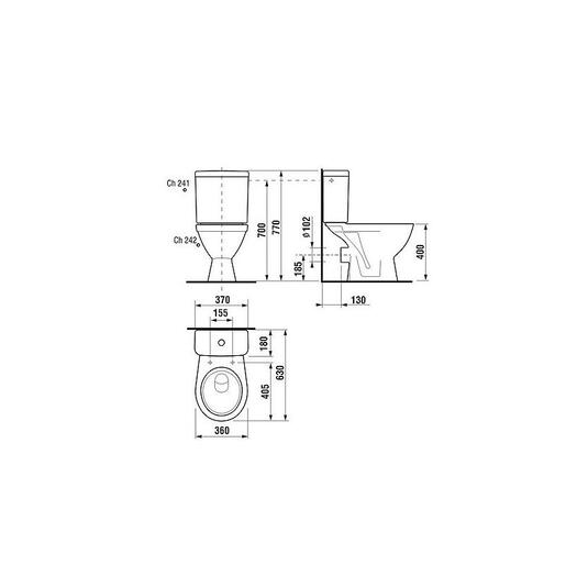 Jika Lyra Plus White monoblok sa odvodom u zid (baltik) i sa dovodom vode bočno 63x36x77 8.2638.6.000.241.1