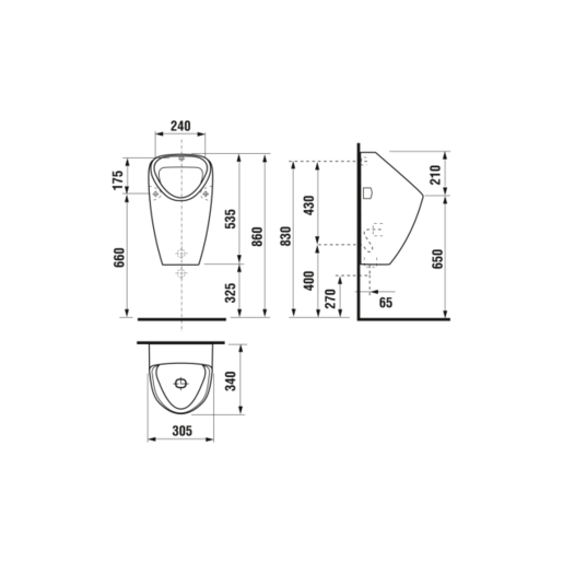 Jika Golem White pisoar 30,5x34x53,5 sa vidljivim dovodom, skrivenim odvodom i vidljivim kačenjem 8.4306.1.000.000.1