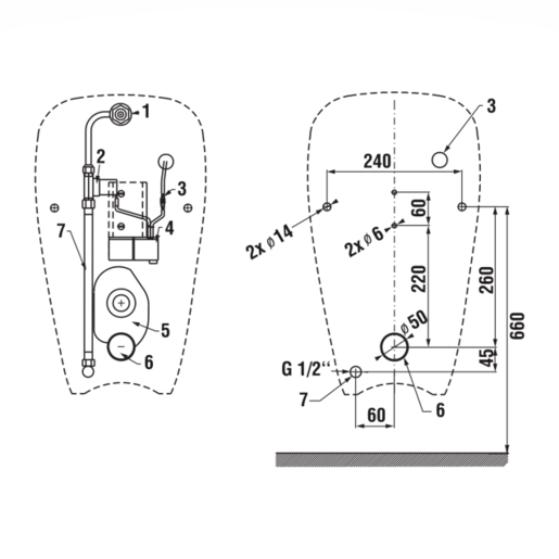 Jika Golem Antivandal White pisoar sa integrisanim senzorskim mehanizmom za ispiranje 30,5x53,5x34 sa skrivenim dovodom, skrivenim odvodom i vidljivim kačenjem 8.4307.0.000.483.1