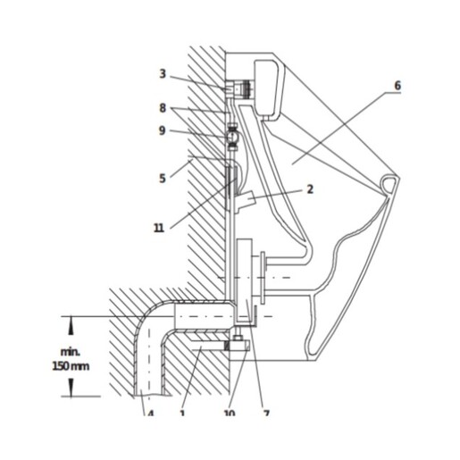 Jika Golem Antivandal White pisoar sa integrisanim senzorskim mehanizmom za ispiranje 30,5x53,5x34 sa skrivenim dovodom, skrivenim odvodom i vidljivim kačenjem 8.4307.0.000.483.1