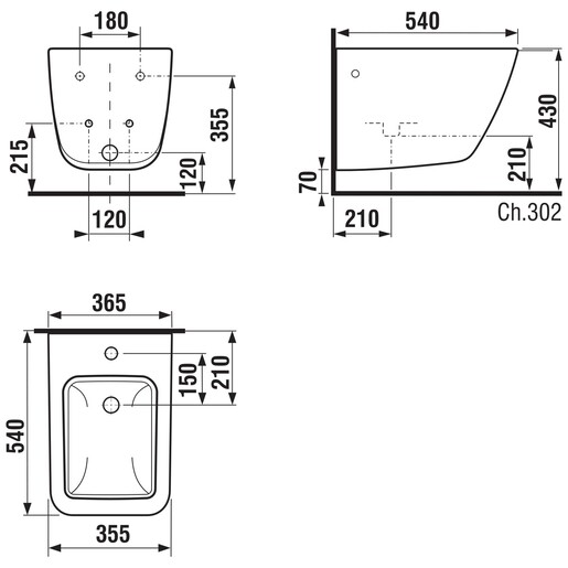 Jika Cubito Pure White bide konzolni 35,5x54x36 sa rupom za bateriju i sa prelivom 8.3042.1.000.302.1