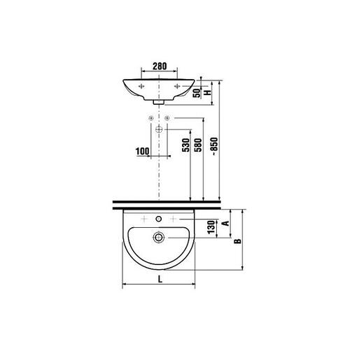 Jika Mio White umivaonik (lavabo) 60x47x20 konzolni sa rupom za bateriju i sa prelivom 8.1071.3.000.104.1