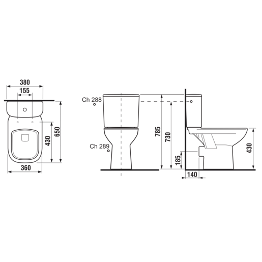 Jika Deep White WC šolja za monoblok 65x36x43 sa odvodom u pod (simplon)  8.2661.6.000.280.1