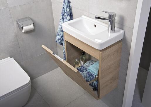 Jika Cubito Pure White umivaonik (lavabo) 450x250x50 sa rupom za bateriju levo i sa prelivom 8.1142.3.000.105.1