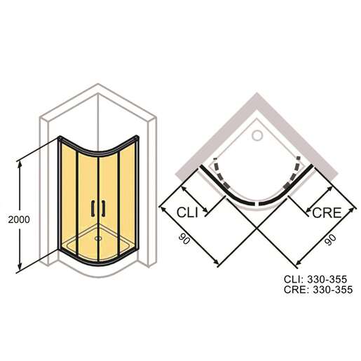 Huppe Classics 2 Chrome tuš kabina 90x90 polukružna visine 2000mm sa providnim Anti-Plaque staklom C20619.069.322