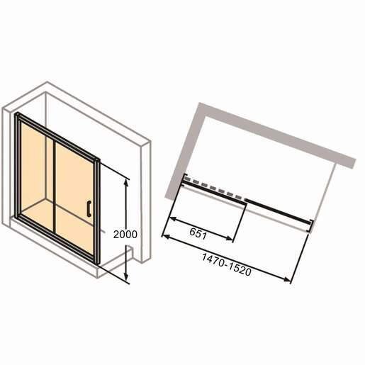 Huppe Classics 2 Chrome 1500 tuš vrata dvodelna visine 2000mm sa providnim Anti-Plaque staklom C20412.069.322