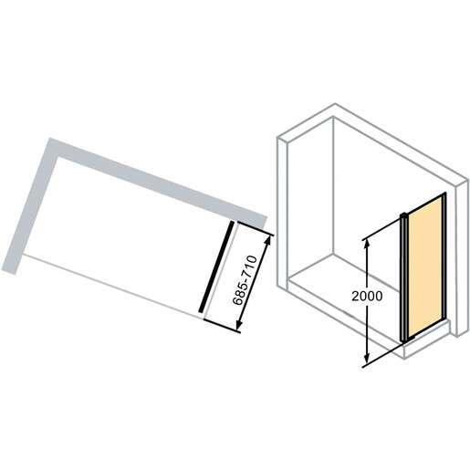 Huppe Classics 2 MattChrome/Chrome 700 fiksni panel visine 2000mm sa providnim Anti-Plaque staklom C20508.069.322