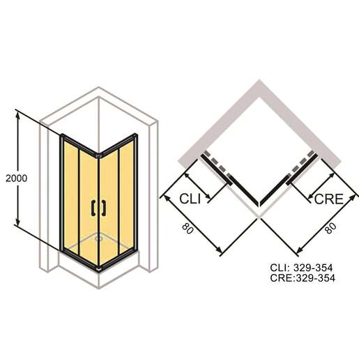 Huppe Classics 2 Chrome tuš kabina 80x80 četvrtasta visine 2000mm sa providnim Anti-Plaque staklom C20106.069.322