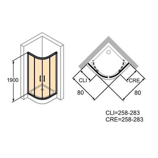 Huppe Classics 2 MattChrome/Chrome tuš kabina 80x80 polukružna visine 1900mm sa providnim Anti-Plaque staklom C20603.087.322