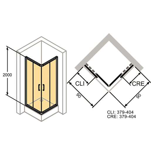 Huppe Classics 2 Chrome tuš kabina 90x90 četvrtasta visine 2000mm sa providnim Anti-Plaque staklom C20107.069.322