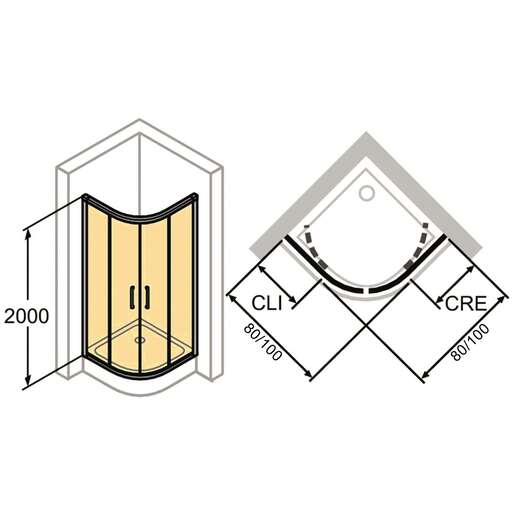 Huppe Classics 2 Chrome tuš kabina 80x100 pravougaona visine 2000mm sa providnim Anti-Plaque staklom C20180.069.322
