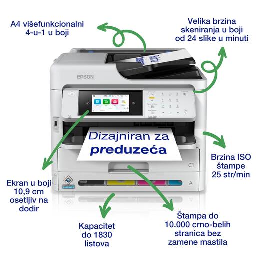 Epson multifunkcijski inkjet štampač WorkForce Pro WF-M5890DWF, C11CK23401