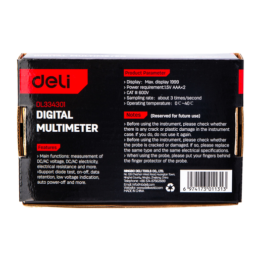 DELI Digitalni multimetar CATIII 600V EDL334301