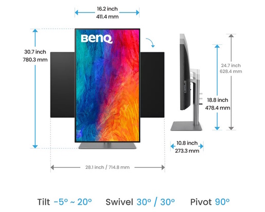 Monitor 31.5 BenQ PD3225U, 4K/UHD, IPS, 60Hz, 5ms, HDMI, DP, pivot, gaming
