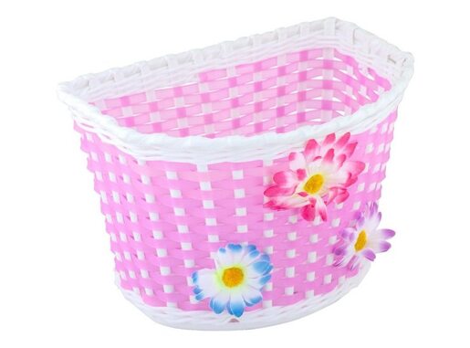 Prednja korpica pvc pletena za dečije bicikle roza