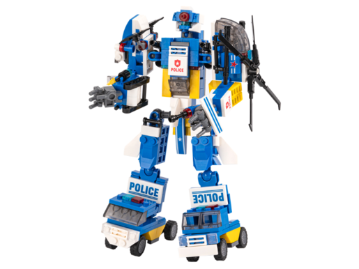 DELI DEČIJA IGRAČKA  -  BLOKOVI ZA SLAGANJE - POLICIJSKI TRANSFORMER 74581