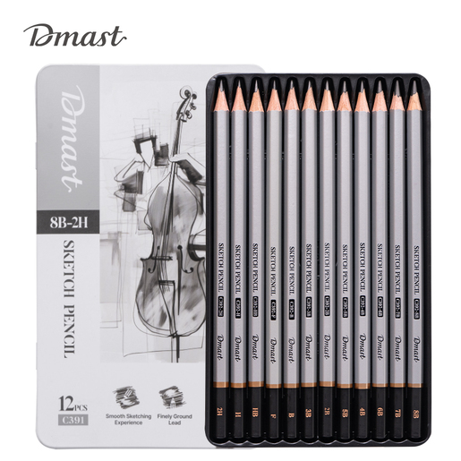 DELI SET OLOVAKA ZA SKICIRANJE  U METALNOJ KUTIJI 1/12 DMAST PEBEO EC391