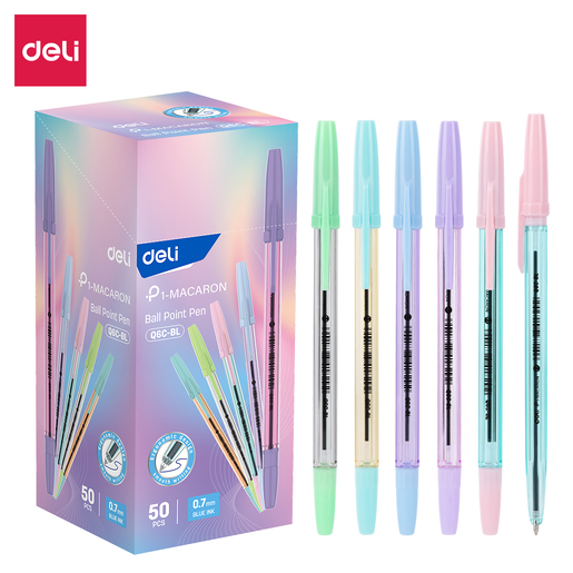 DELI HEMIJSKA OLOVKA  MIX PASTELNIH BOJA  - plavi ispis 0.7mm EQ6C-BL
