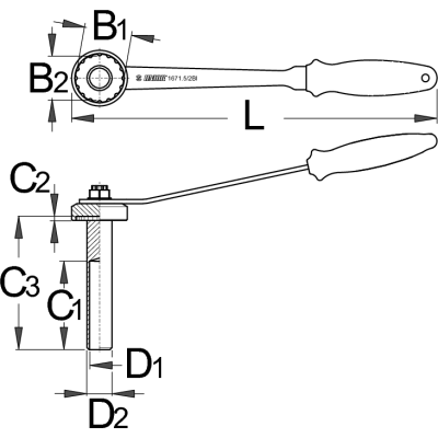 UNIOR Ključ za pogonski ležaj Campagnolo ultra-torque sa ručicom 1671.6/2BI 619714