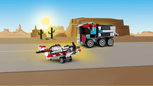 LEGO Kamion s ravnom platformom i helikopterom 31146