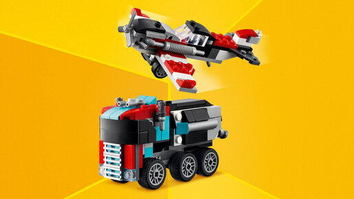 LEGO Kamion s ravnom platformom i helikopterom 31146