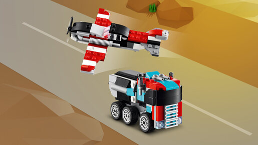 LEGO Kamion s ravnom platformom i helikopterom 31146