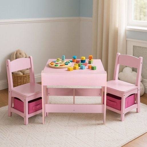 Eco Toys Dečiji set sto i 2 stolice sa tablom za pisanje Pink ECOTOYS ZKC-1B