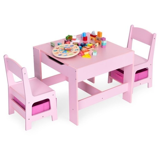 Eco Toys Dečiji set sto i 2 stolice sa tablom za pisanje Pink ECOTOYS ZKC-1B