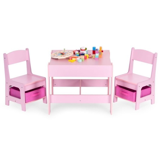 Eco Toys Dečiji set sto i 2 stolice sa tablom za pisanje Pink ECOTOYS ZKC-1B