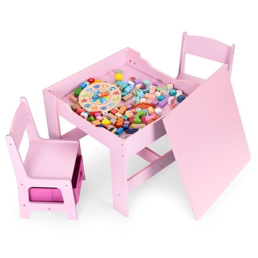 Eco Toys Dečiji set sto i 2 stolice sa tablom za pisanje Pink ECOTOYS ZKC-1B