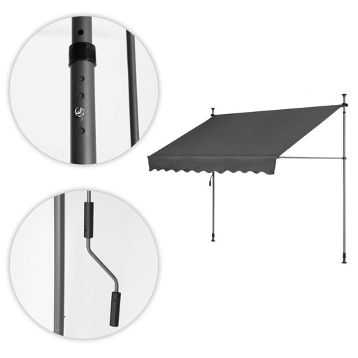 MultiGarden Tenda za terasu i balkon sa podešavanjem visine 3x1.2m Gray Multigarden AW-016 3X1.2 GR