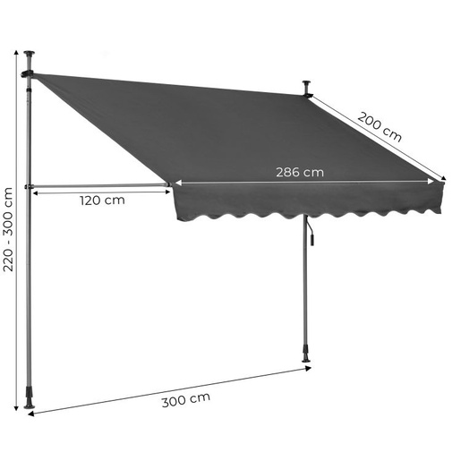 MultiGarden Tenda za terasu i balkon sa podešavanjem visine 3x1.2m Gray Multigarden AW-016 3X1.2 GR