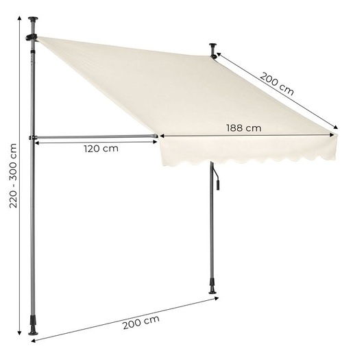 MultiGarden Tenda za terasu i balkon sa podešavanjem visine 2x1.2m Beige Multigarden AW-016 2X1.2 B