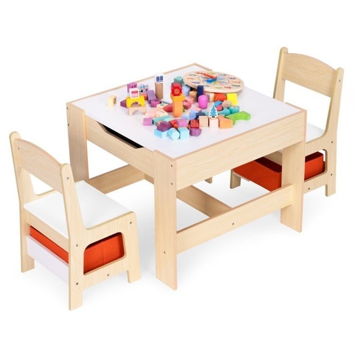 Eco Toys Dečiji set sto i 2 stolice sa tablom za pisanje Wood ECOTOYS ZKC-1C