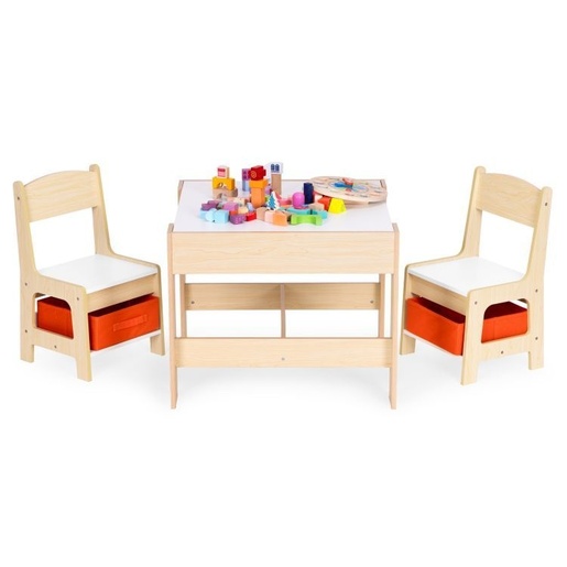 Eco Toys Dečiji set sto i 2 stolice sa tablom za pisanje Wood ECOTOYS ZKC-1C