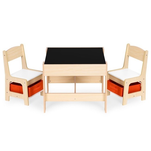 Eco Toys Dečiji set sto i 2 stolice sa tablom za pisanje Wood ECOTOYS ZKC-1C