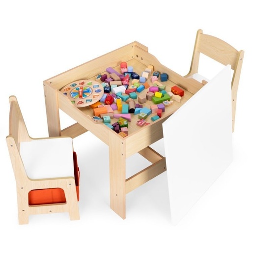 Eco Toys Dečiji set sto i 2 stolice sa tablom za pisanje Wood ECOTOYS ZKC-1C