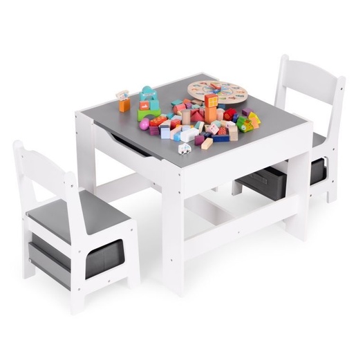 Eco Toys Dečiji set sto i 2 stolice sa tablom za pisanje White ECOTOYS ZKC-1A