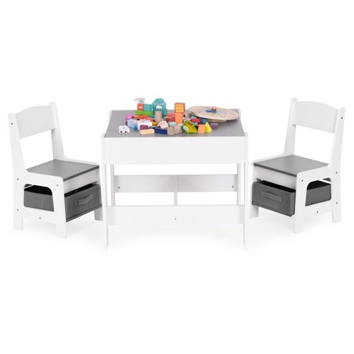 Eco Toys Dečiji set sto i 2 stolice sa tablom za pisanje White ECOTOYS ZKC-1A